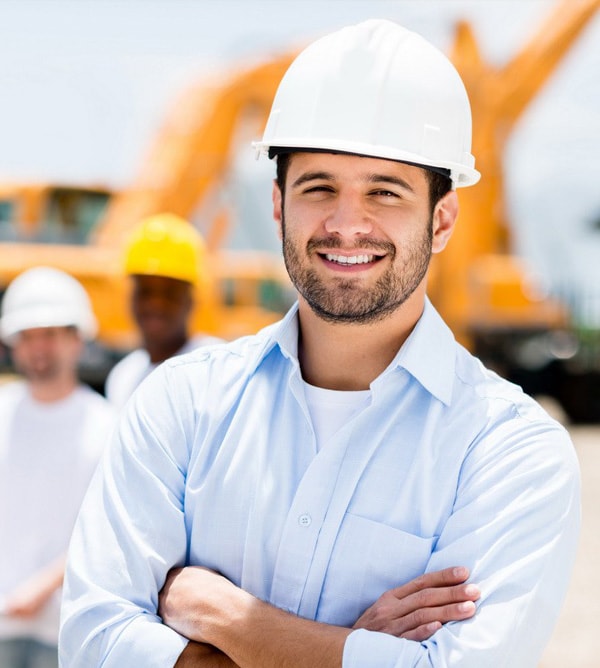 Man wearing a construction helmet